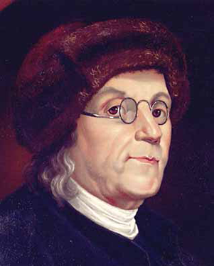 Color Portrait Ben Franklin Marten Cap